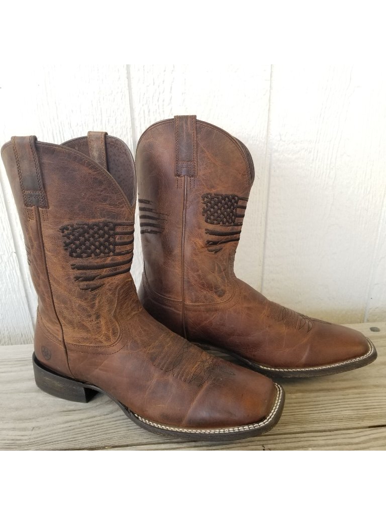 Ariat Circuit Patriot Mens Brown Leather Flag Western Boots 12 D 10029699